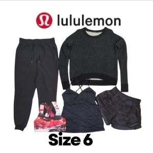 5 piece Lululemon Bundle Size 6 lightweight pants, Merino Wool Sweater & Shorts